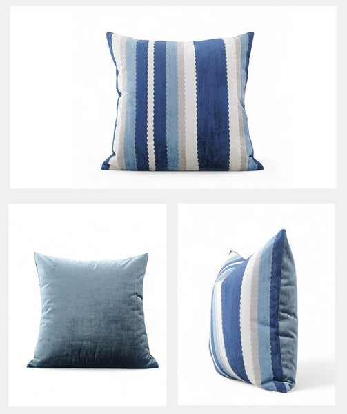 Contemporary Square Modern Throw Pillows for Couch, Large Abstract Blue Decorative Throw Pillows, Simple Throw Pillow for Interior Design, Modern Sofa Pillows