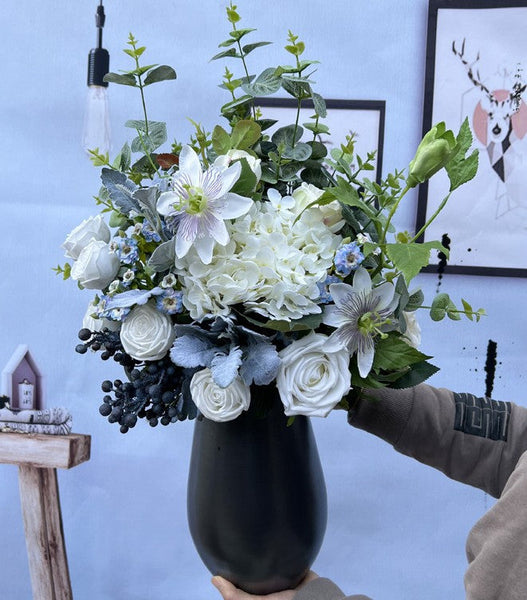 Unique Flowers Arrangement Interior Design, Beautiful Modern Artificial Floral Arrangement for Bedroom, Faux Silk Floral Bouquet Table Centerpiece-Art Painting Canvas