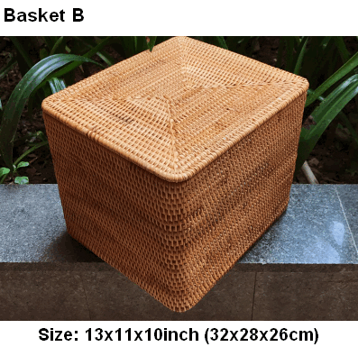Large Woven Storage Baskets, Rectangular Storage Basket with Lid, Rattan Storage Baskets, Storage Baskets for Living Room, Storage Basket for Bedroom-Art Painting Canvas