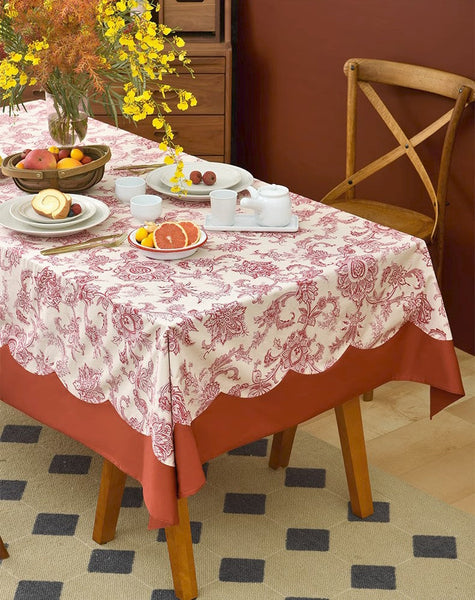 Extra Large Rectangle Tablecloth for Dining Room Table, Country Farmhouse Tablecloth, Flowers Pattern Rustic Table Covers for Kitchen, Square Tablecloth for Round Table-Art Painting Canvas
