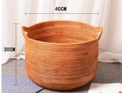 Wicker Woven Storage Baskets, Kitchen Storage Baskets, Rattan Storage Basket, Round Storage Basket for Bathroom-Art Painting Canvas