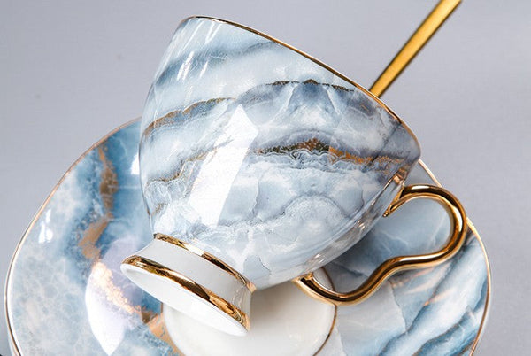 Unique Tea Cups and Saucers in Gift Box as Birthday Gift, Elegant Ceramic Coffee Cups, Beautiful British Tea Cups, Royal Bone China Porcelain Tea Cup Set-Art Painting Canvas