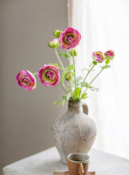 Flower Arrangement Ideas for Dining Room Table, Ranunculus Asiaticus Flowers, Simple Modern Floral Arrangement Ideas for Home Decoration, Spring Artificial Floral for Bedroom-Art Painting Canvas