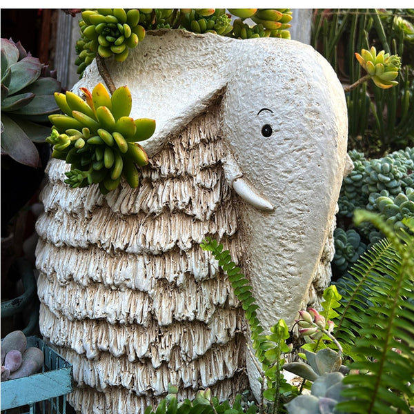 Large Elephant Flowerpot, Resin Statue for Garden, Modern Animal Statue for Garden Ornaments, Villa Outdoor Decor Gardening Ideas-Art Painting Canvas