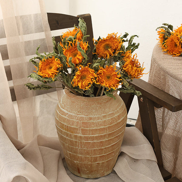 A Bunch of Sunflowers, Natural Decorations, Flower Arrangement, Handmade Artificial Flowers for Home Decor, Natural Dried Sunflower Stems-Art Painting Canvas