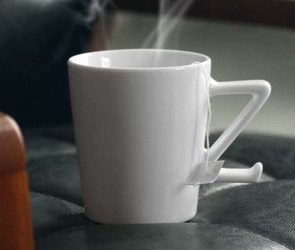 Modern Handmade Pottery Coffee Cup, Creative White Ceramic Coffee Mugs, Large Unique Tea Cup, Large Capacity Coffee Cups-Art Painting Canvas