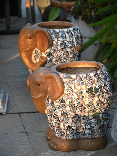 Unique Garden Flowerpot, Large Elephant Flowerpot, Resin Statue for Garden, Modern Animal Statue for Garden Ornaments, Villa Outdoor Decor Gardening Ideas-Art Painting Canvas