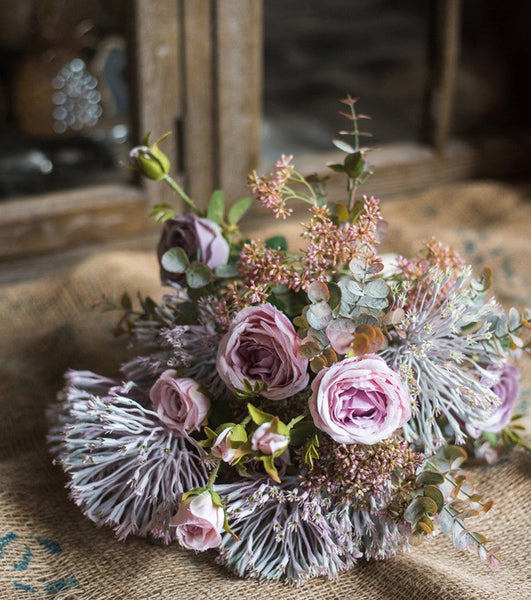 Modern Artificial Flowers for Home Decoration, Rose Flowers, Eucalyptus Globulus, Holly Leaf, Bedroom Flower Arrangement Ideas, Spring Flower Arrangement for Living Room-Art Painting Canvas