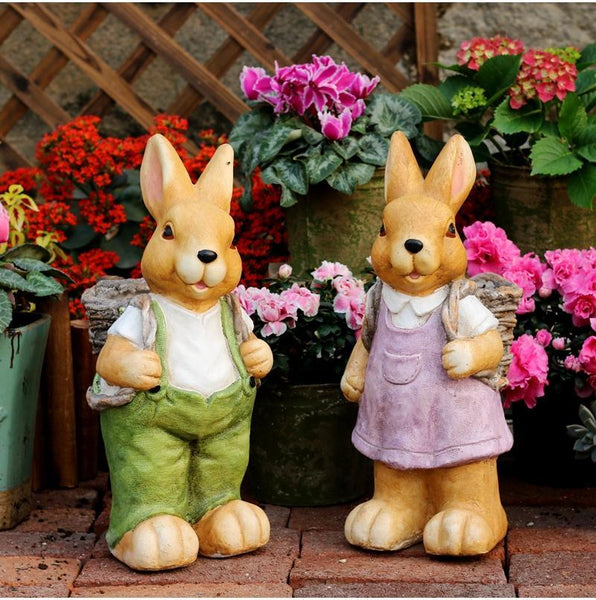 Garden Animal Statues, Large Garden Statues, Large Rabbit Statue for Garden, Bunny Flower Pot, Garden Ornament, Gardening Decoration Ideas-Art Painting Canvas