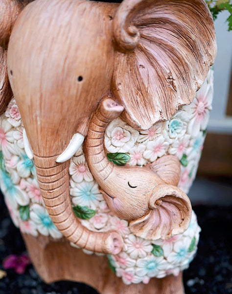 Beautiful Elephant Flowerpot, Modern Garden Flower Pot, Unique Animal Statue for Garden Ornaments, Resin Statue for Garden, Villa Outdoor Decor Gardening Ideas-Art Painting Canvas