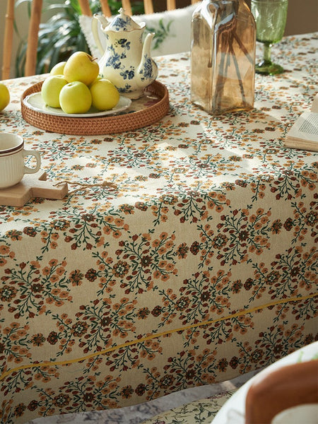 Spring Flower Pattern Tablecloth for Home Decoration, Extra Large Rectangle Tablecloth for Dining Room Table, Large Square Tablecloth for Round Table-Art Painting Canvas