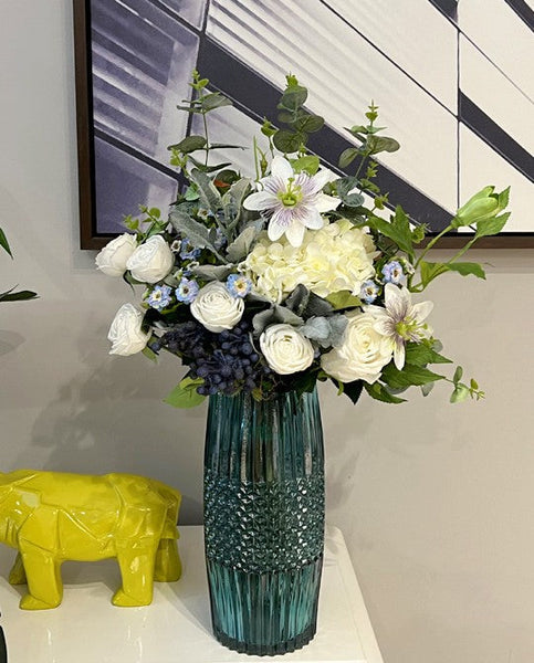 Unique Flowers Arrangement Interior Design, Beautiful Modern Artificial Floral Arrangement for Bedroom, Faux Silk Floral Bouquet Table Centerpiece-Art Painting Canvas