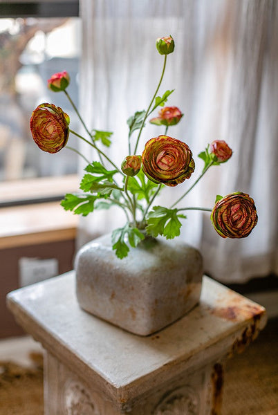 Dining Room Flower Arrangement Ideas, Ranunculus Asiaticus Flowers, Simple Modern Floral Arrangement Ideas for Home Decoration, Spring Artificial Floral for Bedroom-Art Painting Canvas