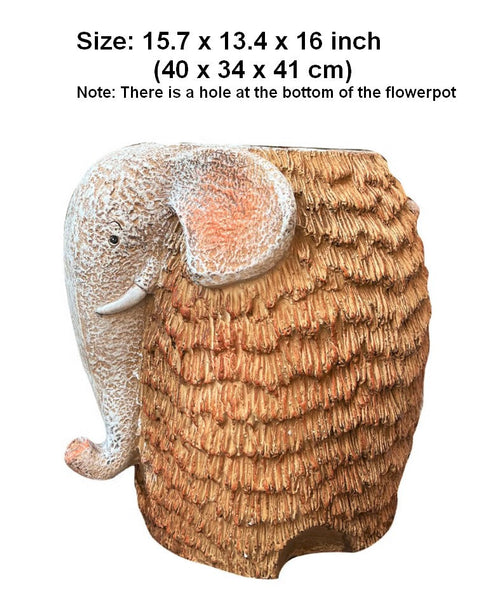Large Elephant Flowerpot, Modern Animal Statue for Garden Ornaments, Animal Flower Pot, Resin Statue for Garden, Villa Outdoor Decor Gardening Ideas-Art Painting Canvas