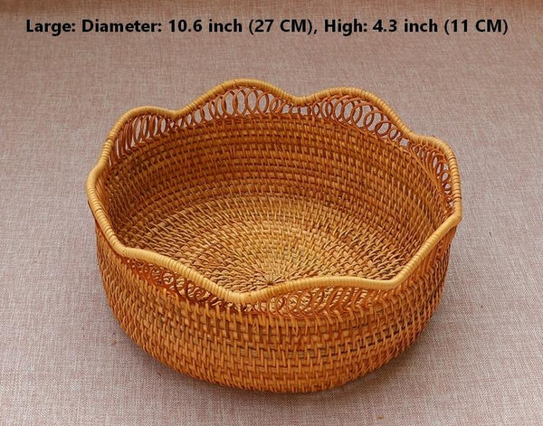 Round Storage Basket, Rattan Storage Basket for Shelves, Kitchen Storage Baskets, Woven Storage Baskets for Dining Room-Art Painting Canvas