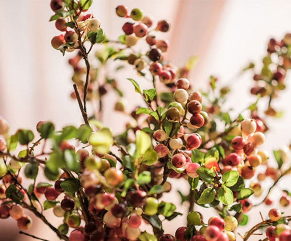 Cranberry Fruit Branch, Flower Arrangement Ideas for Living Room, Unique Artificial Flowers for Home Decoration, Spring Artificial Floral for Bedroom-Art Painting Canvas