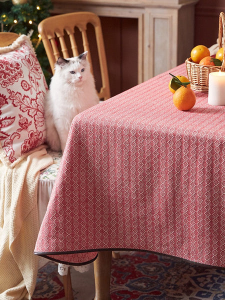 Simple Modern Rectangle Tablecloth for Dining Room Table, Knitted Plaid Embroidery Farmhouse Table Cloth, Square Tablecloth for Round Table-Art Painting Canvas