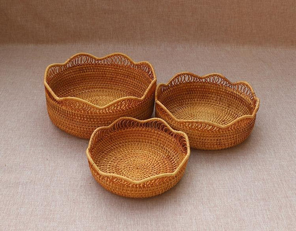 Round Storage Basket, Rattan Storage Basket for Shelves, Kitchen Storage Baskets, Woven Storage Baskets for Dining Room-Art Painting Canvas