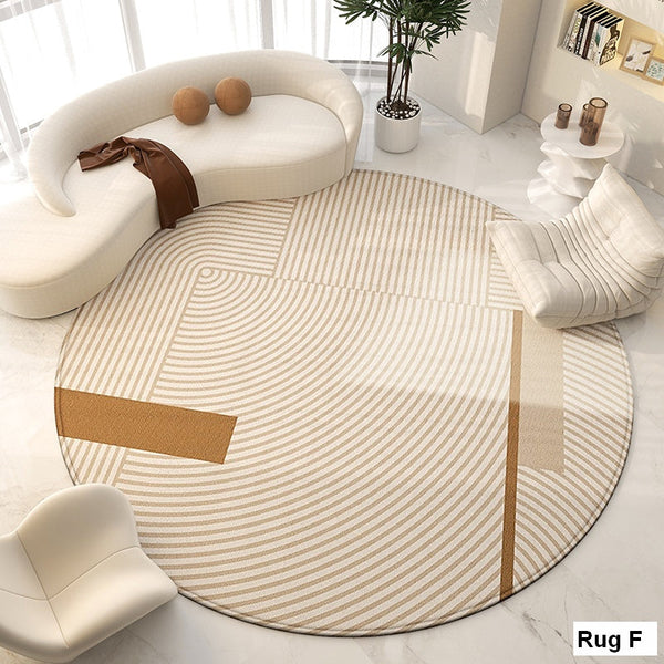Unique Modern Rugs for Living Room, Geometric Round Rugs for Dining Room, Contemporary Modern Area Rugs for Bedroom, Circular Modern Rugs under Chairs-Art Painting Canvas