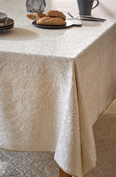 Simple Modern Rectangle Tablecloth for Dining Room Table, Cotton and Linen Flower Pattern Table Covers for Round Table, Square Tablecloth for Kitchen-Art Painting Canvas
