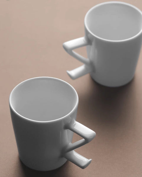 Modern Handmade Pottery Coffee Cup, Creative White Ceramic Coffee Mugs, Large Unique Tea Cup, Large Capacity Coffee Cups-Art Painting Canvas