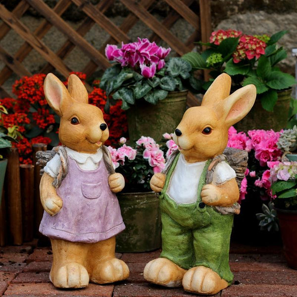 Garden Animal Statues, Large Garden Statues, Large Rabbit Statue for Garden, Bunny Flower Pot, Garden Ornament, Gardening Decoration Ideas-Art Painting Canvas