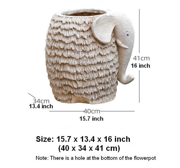 Large Elephant Flowerpot, Resin Statue for Garden, Modern Animal Statue for Garden Ornaments, Villa Outdoor Decor Gardening Ideas-Art Painting Canvas