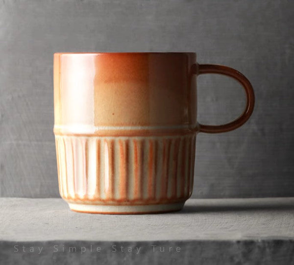 Handmade Ceramic Coffee Mug, Large Capacity Coffee Cup, Large Pottery Coffee Cup, Large Tea Cup-Art Painting Canvas