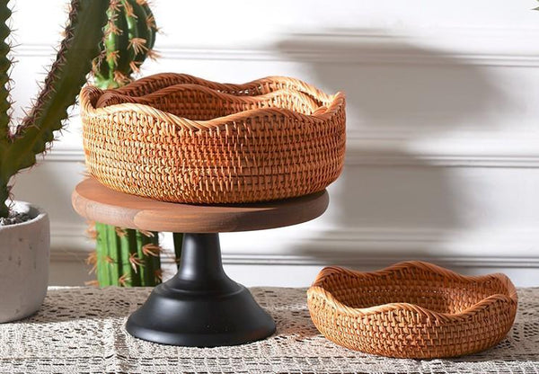 Woven Round Storage Baskets, Rattan Storage Baskets, Storage Baskets for Kitchen, Pantry Storage Baskets-Art Painting Canvas