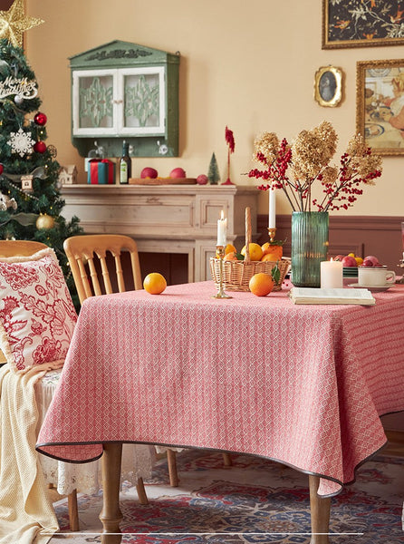 Simple Modern Rectangle Tablecloth for Dining Room Table, Knitted Plaid Embroidery Farmhouse Table Cloth, Square Tablecloth for Round Table-Art Painting Canvas