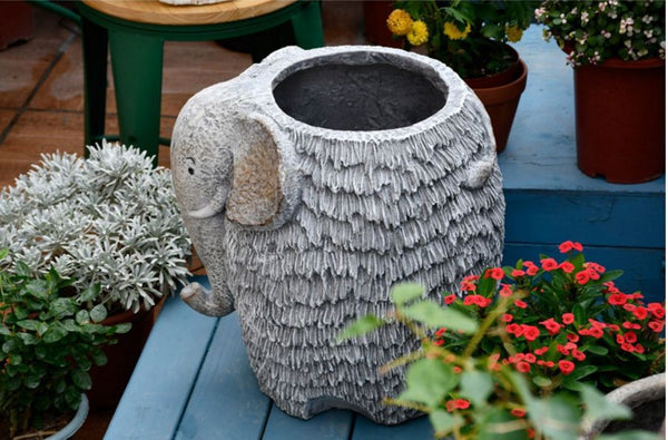 Modern Animal Statue for Garden Ornaments, Large Elephant Flowerpot, Resin Statue for Garden, Villa Outdoor Decor Gardening Ideas-Art Painting Canvas