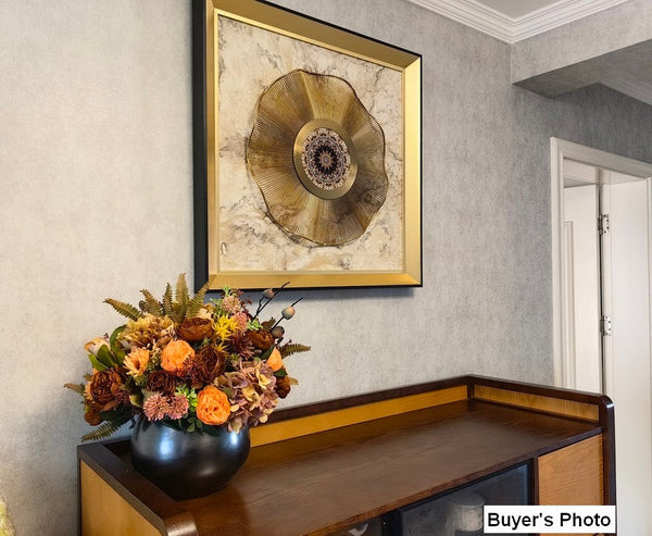 Large Bunch of Autumn Flowers Arrangement Interior Design, Peony Faux Silk Floral Bouquet Table Centerpiece, Modern Artificial Floral Arrangement for Bedroom-Art Painting Canvas