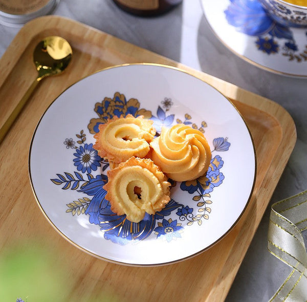 Afternoon British Tea Cups, Unique Iris Flower Tea Cups and Saucers in Gift Box, Elegant Ceramic Coffee Cups, Royal Bone China Porcelain Tea Cup Set-Art Painting Canvas