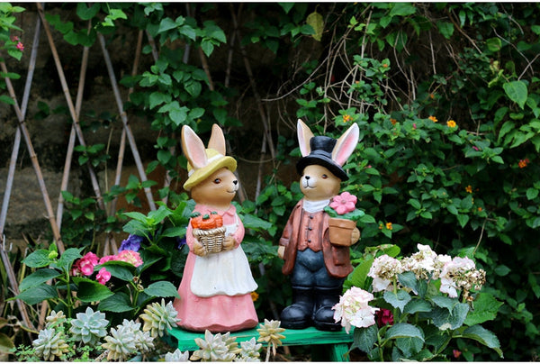 Garden Animal Sculpture Rabbit Statues, Garden Decor Ideas, Animal Statue for Garden Ornament, Villa Courtyard Decor, Outdoor Garden Decoration-Art Painting Canvas