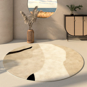 Simple Modern Floor Rugs Next to Bed, Bedroom Geometric Round Rugs, Circular Modern Rugs for Dining Room, Contemporary Floor Carpets for Entryway-Art Painting Canvas