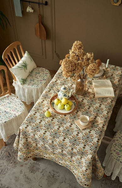 Spring Flower Pattern Tablecloth for Home Decoration, Extra Large Rectangle Tablecloth for Dining Room Table, Large Square Tablecloth for Round Table-Art Painting Canvas