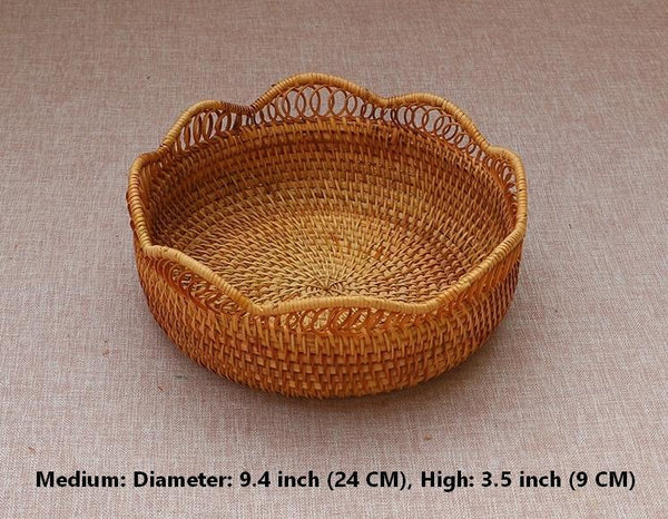 Woven Round Storage Basket, Cute Small Rattan Woven Baskets, Fruit Storage Basket, Storage Baskets for Kitchen-Art Painting Canvas