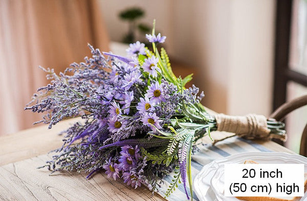 Myosotis Lovegrass, Daisy, Salvia, Beautiful Spring Flower Arrangement for Living Room, Ctreative Modern Artificial Floral for Home Decoration-Art Painting Canvas