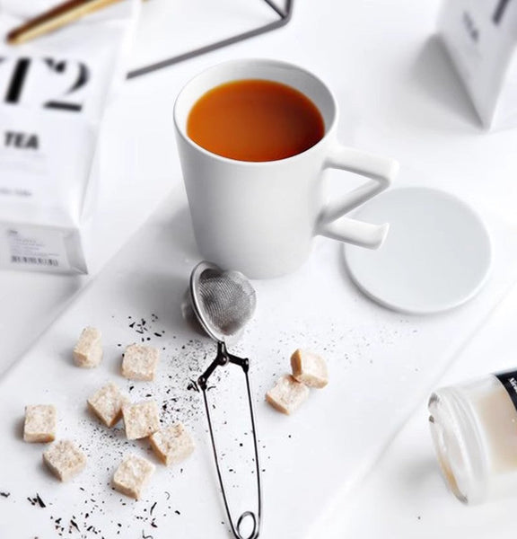 Modern Handmade Pottery Coffee Cup, Creative White Ceramic Coffee Mugs, Large Unique Tea Cup, Large Capacity Coffee Cups-Art Painting Canvas