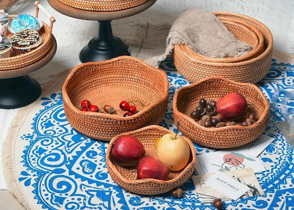 Woven Round Storage Baskets, Rattan Storage Baskets, Storage Baskets for Kitchen, Pantry Storage Baskets-Art Painting Canvas