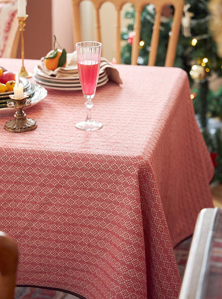 Simple Modern Rectangle Tablecloth for Dining Room Table, Knitted Plaid Embroidery Farmhouse Table Cloth, Square Tablecloth for Round Table-Art Painting Canvas
