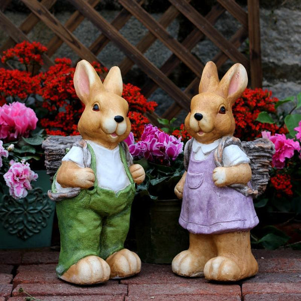 Garden Animal Statues, Large Garden Statues, Large Rabbit Statue for Garden, Bunny Flower Pot, Garden Ornament, Gardening Decoration Ideas-Art Painting Canvas