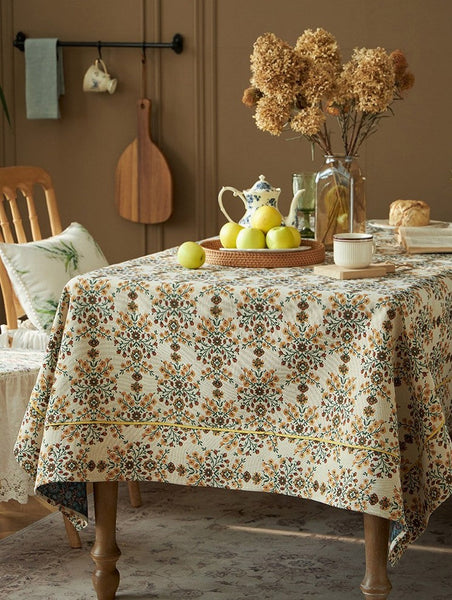 Spring Flower Pattern Tablecloth for Home Decoration, Extra Large Rectangle Tablecloth for Dining Room Table, Large Square Tablecloth for Round Table-Art Painting Canvas