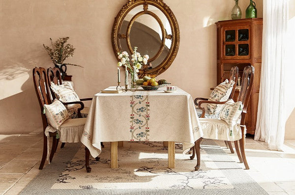 Spring Flower Table Covers for Round Table, Large Modern Rectangle Tablecloth for Dining Table, Farmhouse Table Cloth for Oval Table, Square Tablecloth for Kitchen-Art Painting Canvas