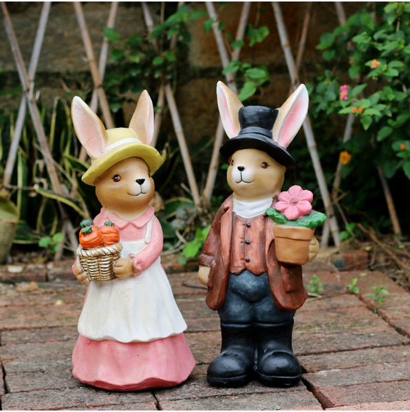 Garden Animal Sculpture Rabbit Statues, Garden Decor Ideas, Animal Statue for Garden Ornament, Villa Courtyard Decor, Outdoor Garden Decoration-Art Painting Canvas