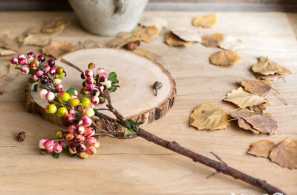 Cranberry Fruit Branch, Flower Arrangement Ideas for Living Room, Unique Artificial Flowers for Home Decoration, Spring Artificial Floral for Bedroom-Art Painting Canvas