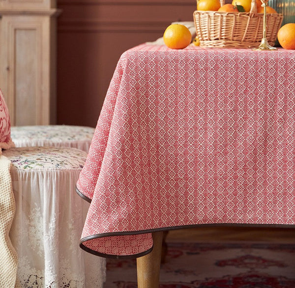 Simple Modern Rectangle Tablecloth for Dining Room Table, Knitted Plaid Embroidery Farmhouse Table Cloth, Square Tablecloth for Round Table-Art Painting Canvas