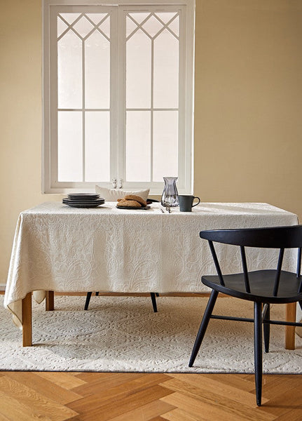 Simple Modern Rectangle Tablecloth for Dining Room Table, Cotton and Linen Flower Pattern Table Covers for Round Table, Square Tablecloth for Kitchen-Art Painting Canvas