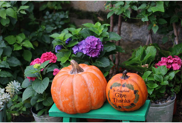 Large Thanksgiving Pumpkins for Garden Ornaments, Cute Resin Pumpkins for Garden Courtyard Ornament, Villa Outdoor Decor Gardening Ideas-Art Painting Canvas