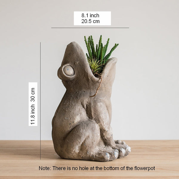 Frog Flowerpot for Garden Decoration, Beautiful Cute Frog Statues, Garden Animal Statues, Unique Modern Garden Sculptures, Creative Villa Outdoor Gardening Ideas-Art Painting Canvas